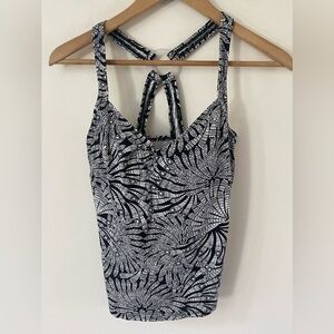 Title Nine Womens Size Small Black White Aztec Back Cross Strap Tankini Swim Top